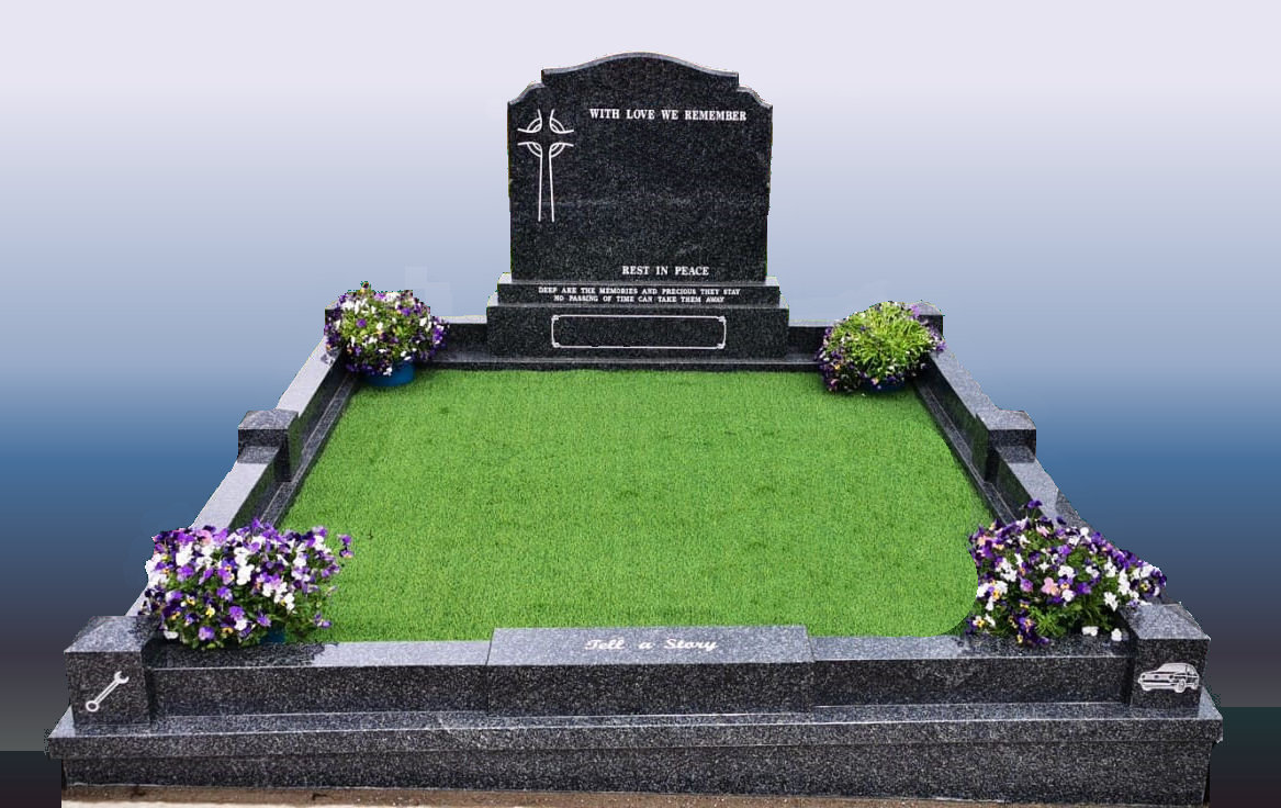 wide g55 regal with plinth and front cladding granite memorial ginty memorials 1
